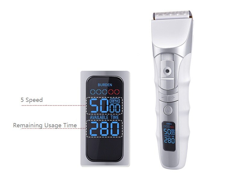 Electric Hair Clippers 5 Speed Rechargeable LCD Display Haircut & Beard Trimmer Cordless Precision Trimmer