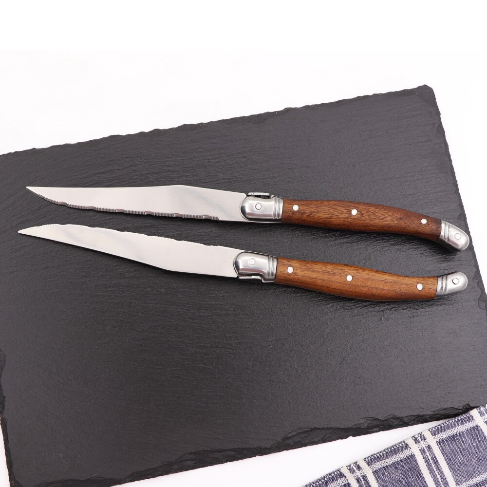 Jaswehome Laguiole 6pcs Luxury Steak Knife Set Stainless Steel Flatware with Box Ergonomic Handle Dinner Knives