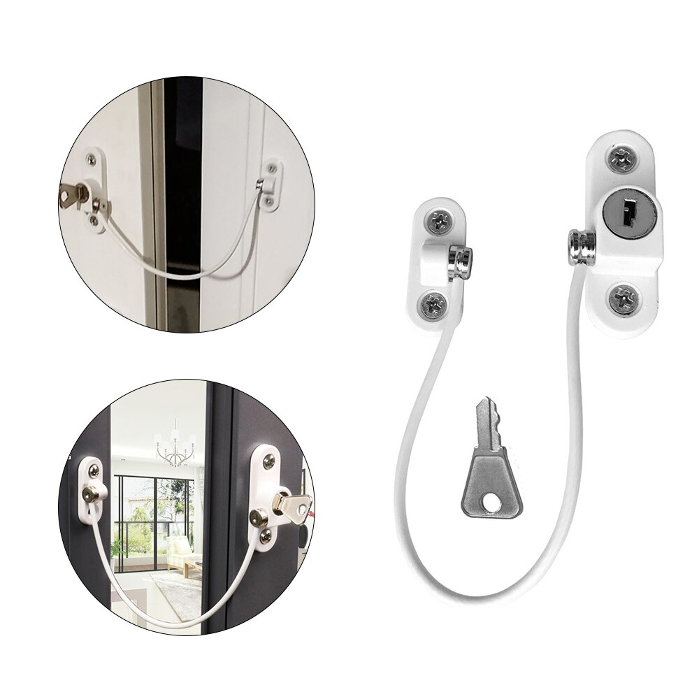1 pc porta da janela restrictor segurança do bebê bloqueio de cabo de segurança catch fio porta de aço inoxidável limite bloqueio proteção crianças