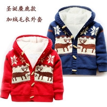 baby girls/boys sweater jacket, coat with thick fleece lining, christmas deer sweater