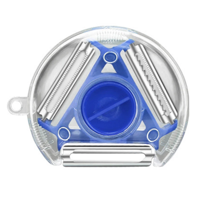 3 in 1 Magic Trio Peeler Set Slicer Shredder Peeler Julienne Cutter Multi Peel Blade Zesters Grater Kitchen Tool Accessories: Blue