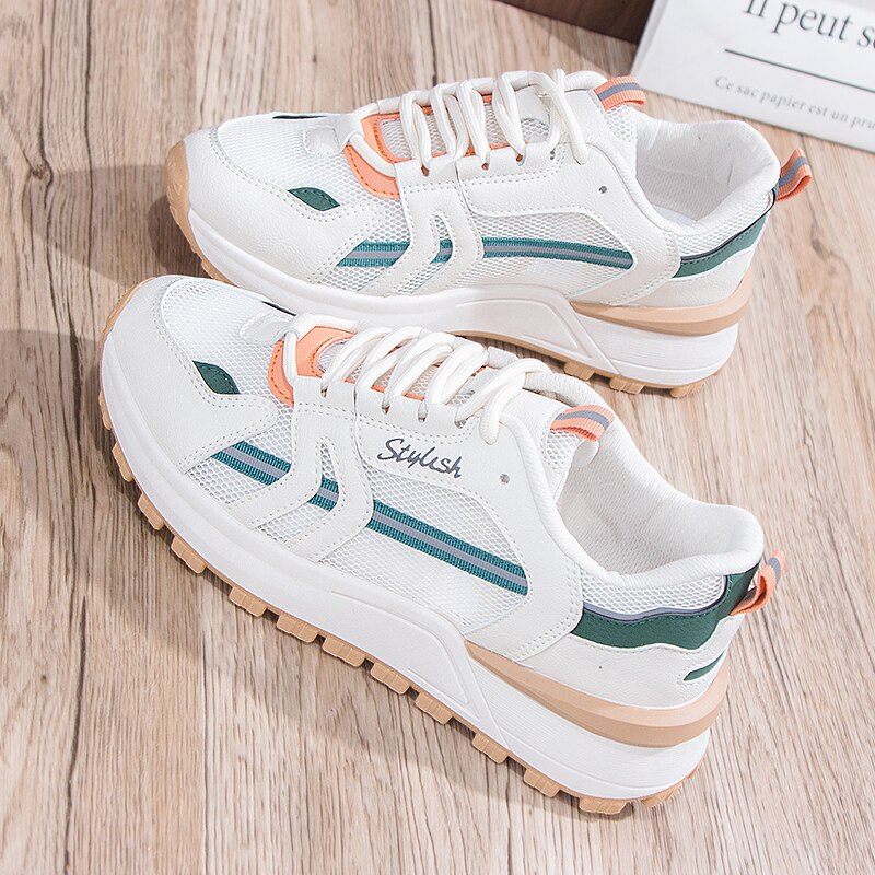 Zapatos de estilo de impresión para mujer, zapatillas femeninas informales de malla huecas, transpirables, para verano,