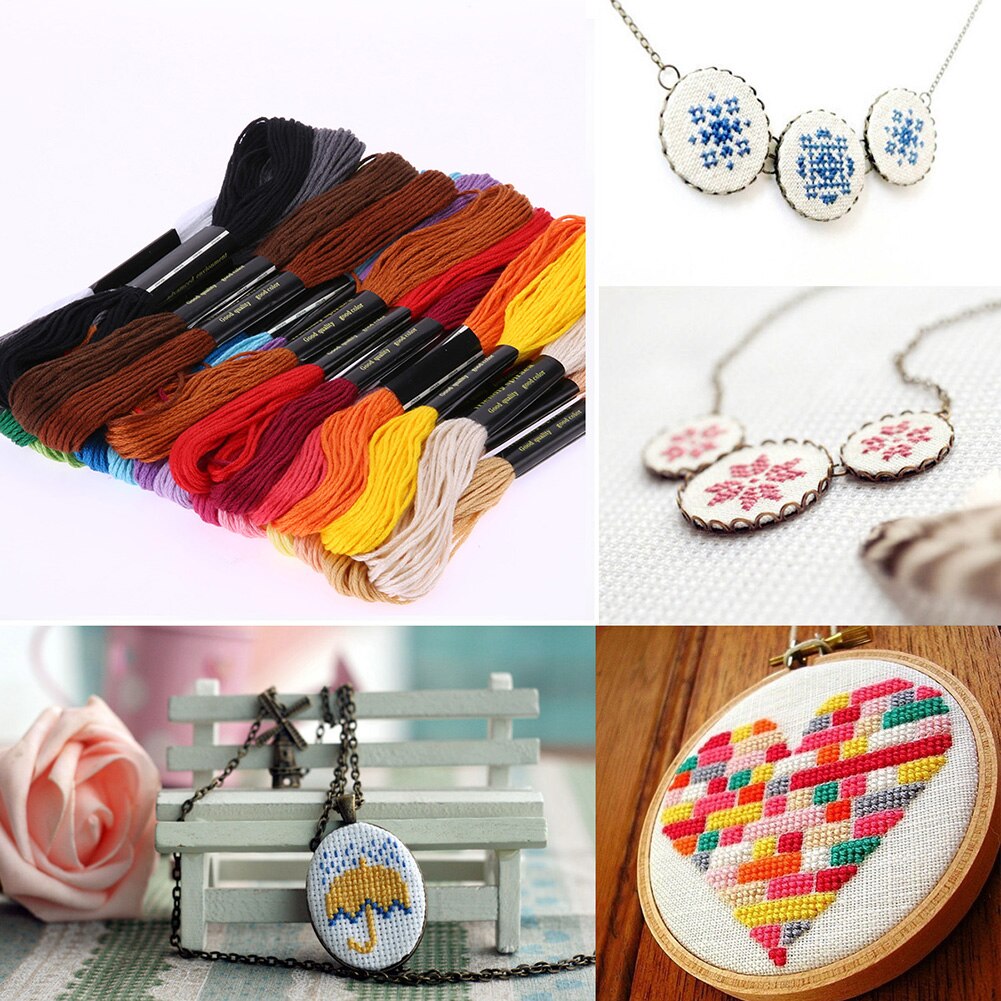 24 Colors Polyester Embroidery Thread Hand Cross Stitch Floss Sewing Skeins Craft DIY Sewing Weaving Embroidery Threads