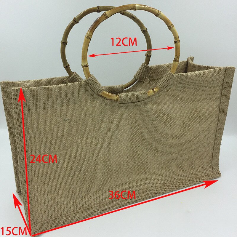 Eco Einkaufen taschen frauen baumwolle hanf leinen Käufer tasche bambus griff einkaufen handtaschen Recycling tote große kapazität frauen taschen