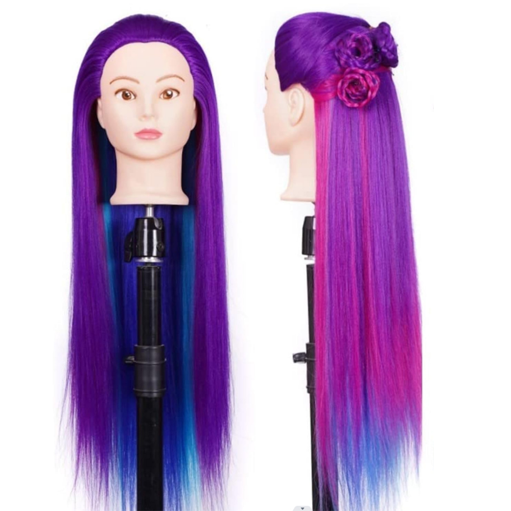 70cm Long Doll Head For Hairstyles Mannequin Head With 100% Synthetic Long Hair Training Head For Braid Hairdressing With