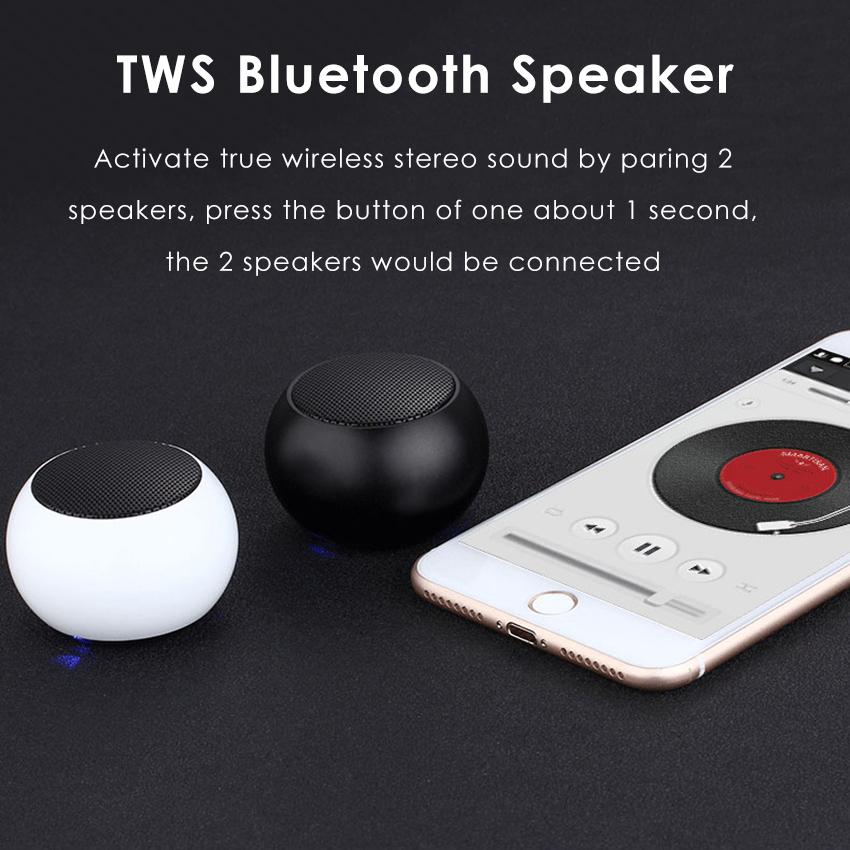 Aimitek BM3D Mini TWS Portable Bluetooth Speaker Echte Draadloze Stereo Subwoofer Handsfree Luidspreker met Microfoon voor Smartphones