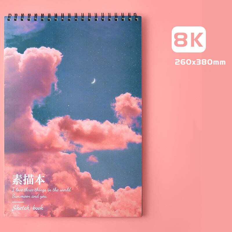 8K(26*38cm) Thick Sketchbook Student Children's Drawing Book Art Supplies Sketchbook Notebook School 100Sheets: C