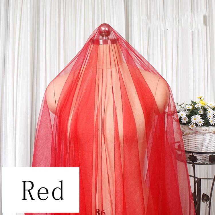 Høj kvalitet 1 meterx 1.5 meter /3 meter tutu hvid tyl blødt mesh stof gaze bryllup / slør / kjole: Rød / Bredde 150cm