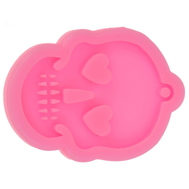 1pc Shiny Ghost Head Skull Silicone Keychains Mold Key Chain Pendant Clay DIY Jewelry Making Resin Mold