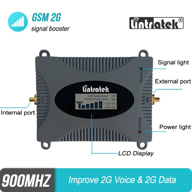 Lintratek GSM 900mhz Signaal Repeater 2G Voice 2G Data 900 (B8) signaal Repeater Versterker Cellulaire Yagi Antenne + 10m Kabel #4