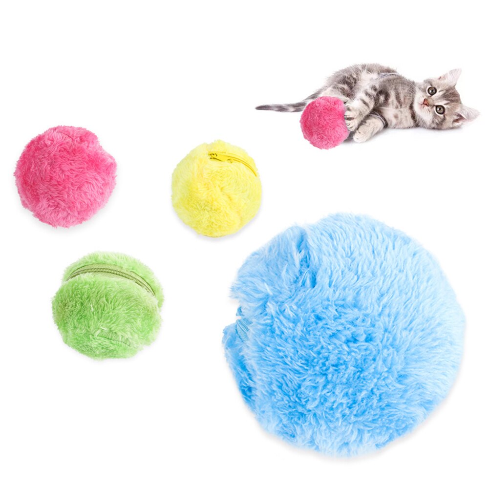 5pcs Magic Roller Ball Battery Powered Pet Electric Automatic Chew Plush Toys Dog Cat Interactive Funny Rolling Toys