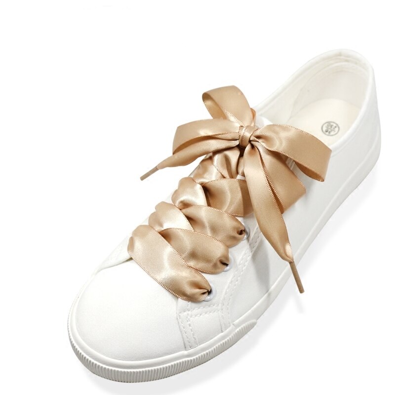 1 paire 80cm noir Satin soie ruban lacets plat soie ruban blanc chaussure dentelle