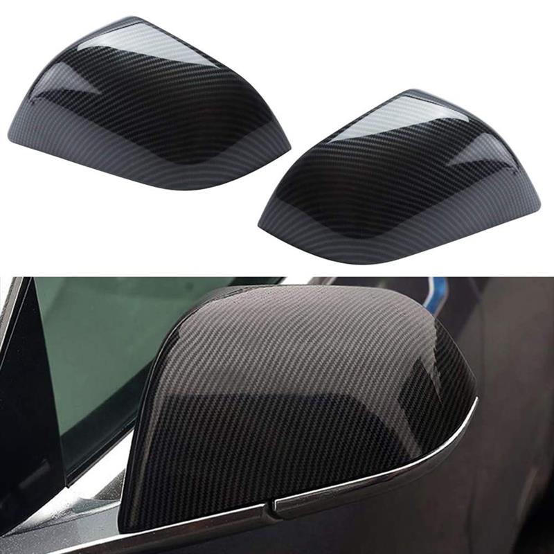 Zijspiegel Cover Plastic Cover Carbon Fiber Buiten Spiegels Cap Vervanging Compatibel Voor Tesla Model 3