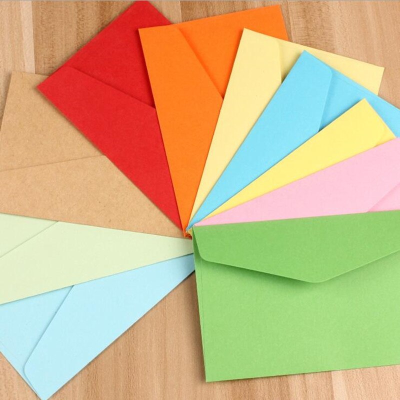 10 Stks/partij 14 Snoep Kleuren Blank Mini Enveloppen Envelop Bruiloft Verjaardagsfeestje Uitnodiging Benodigdheden Kraftpapier Enveloppen