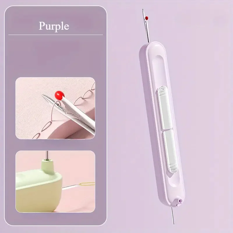 2in1 Hand Sewing Needle Threader and Seam Ripper Easy Threading and Stitch Removal Tool for Seniors Durable Sewing Accessory: Light Grey