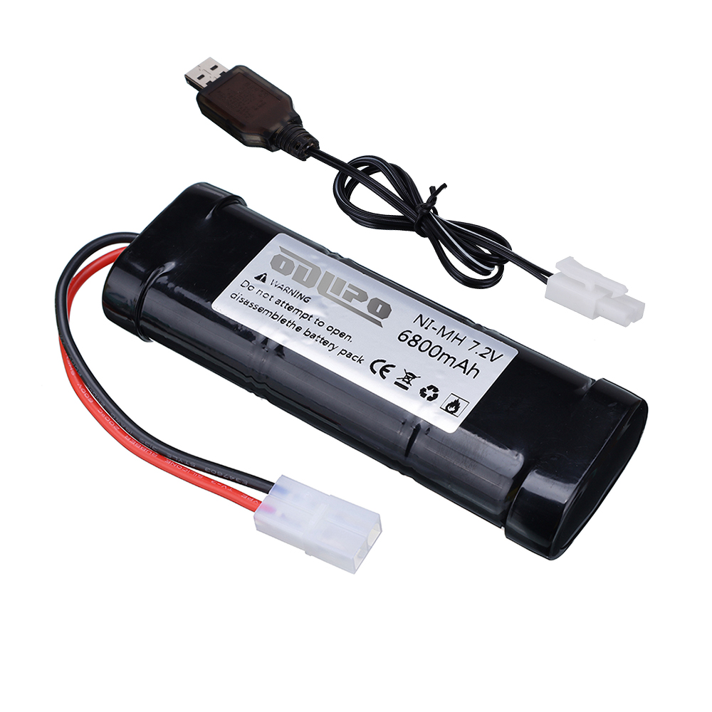 Batería Ni-MH SC de 7,2 V y 6800mAh, juego de cargador para juguetes RC, tanque, coche, avión, helicóptero, con conectores Tamiya, batería de 7,2 v: Azul cielo