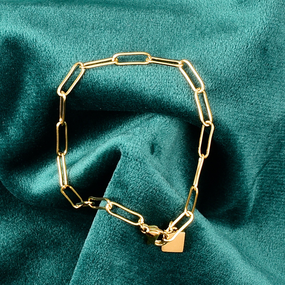 YUN RUO Gold Überzogene Quadratische Anhänger Kette Armbinde Beliebte Frau mädchen Edelstahl Schmuck Zubehör Nicht Verblassen