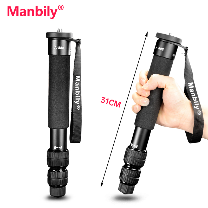 Manbily a -888 bärbart resemonopod selfie-stång 7 sektioner för iphone dslr-kamera gopro lättviktshållare 31cm max tube 32mm