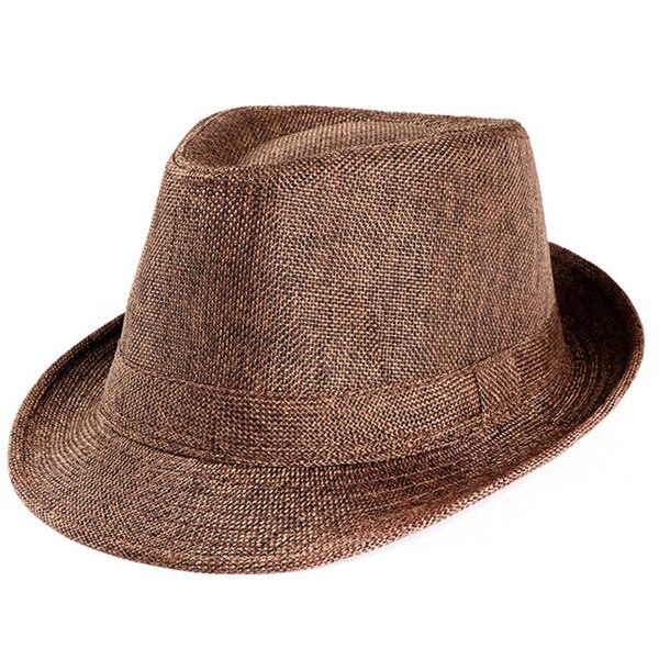 Unisexe femmes hommes trilby gangster casquette plage soleil chapeau de paille bande chapeau de soleil sombrero mujer verano rouge blanc: Brun