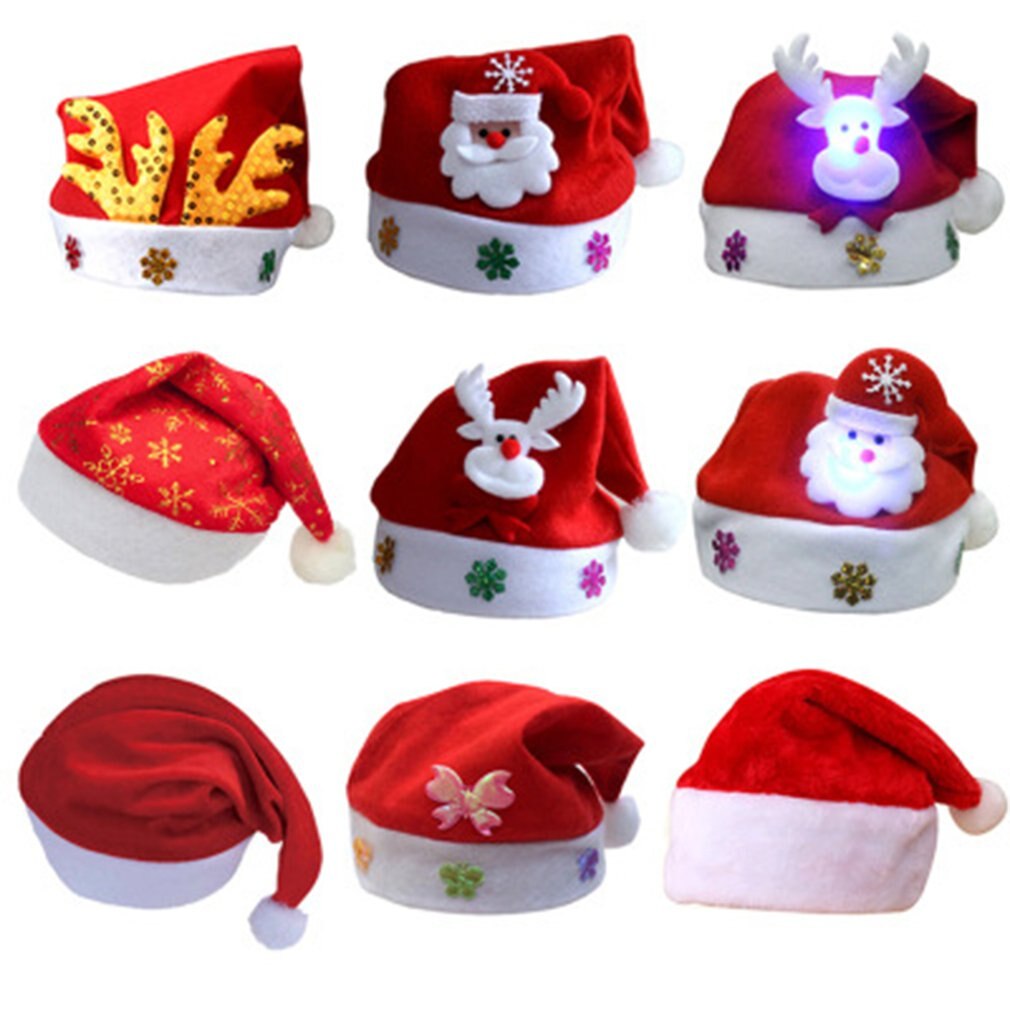 Rød blød plys jul hat til baby voksen jul hat cap år navidad dekoration til hjemmefest