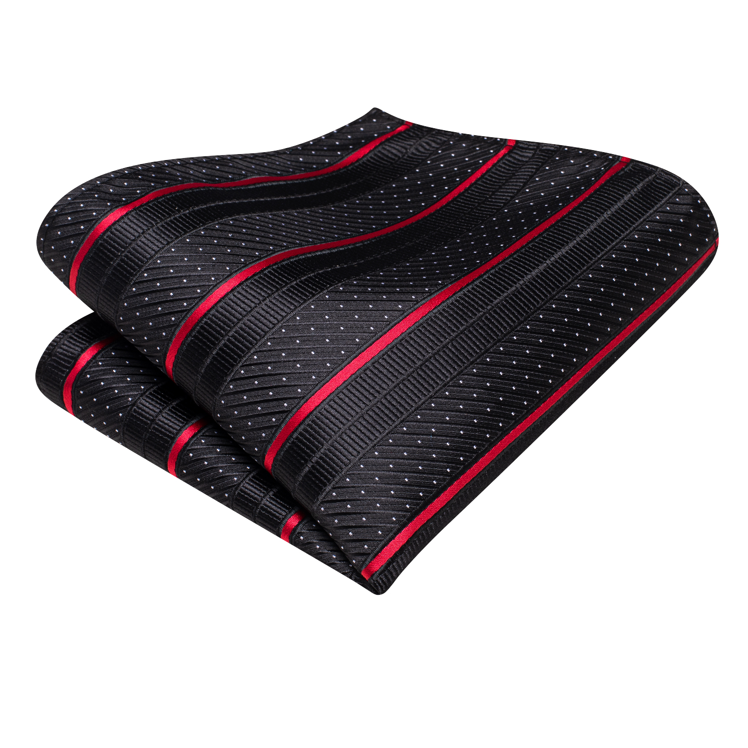 Hi-Tie Black Red Striped Silk Wedding Tie For Men Handky Cufflink Men Necktie Set Business Party