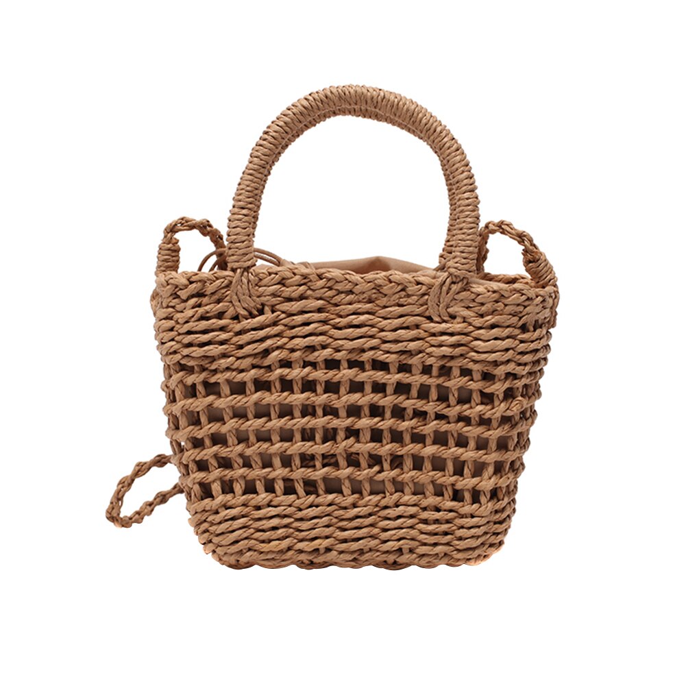 Hecho a mano de ratán de las mujeres de bolso de hombro tipo bandolera de paja tejida verano mensajero playa bolso de viaje bolsas: C