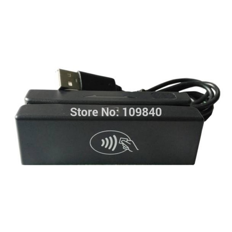 USB interface 2 in 1 hico en loco magneetstrip kaartlezer en RFID kaartlezer/schrijver ISO7810, ISO14443A