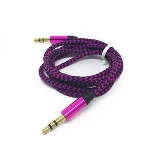 Bil aux ledning 1m nylon jack audio kabel 3.5 mm to 3.5mm aux kabel han til han klud audio aux kabel guld stik til iphone højttaler: Rød