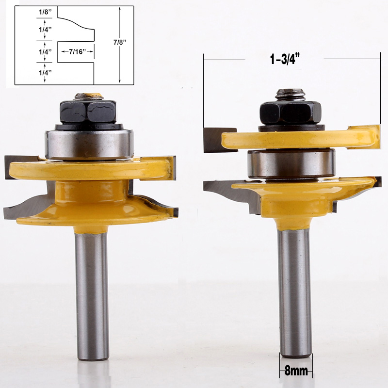 1-3 stks 8mm Schacht Rail &amp; Stile Frezen-Matched Standaard Ogief deur mes Houtbewerking cutter tenon Cutter voor Houtbewerking Gereedschap: 2pcsH22.2mm
