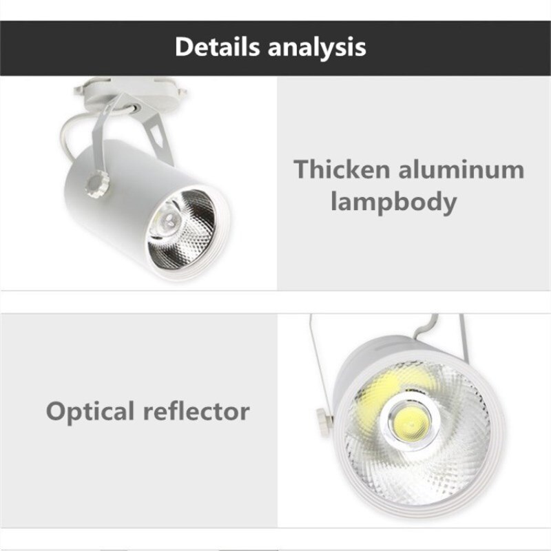 Led cob tracklight 12 W 20 W producto terminado independiente fuente de luz tienda de ropa Iluminación comercial luz de la pista