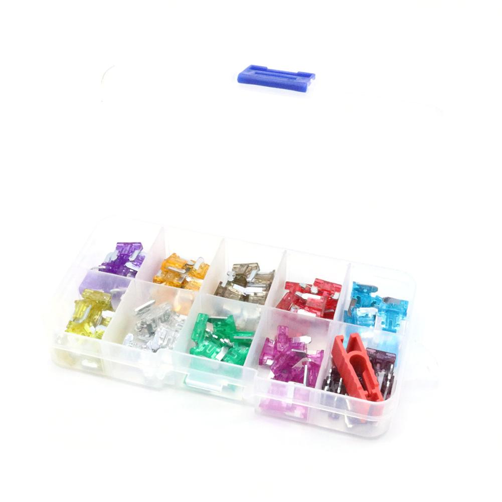 100Pcs Assorted Car Truck Mini Low Profile Fuse Micro Blade Fuse Set Kit Micro Mini CAR Insurance Film Auto Replacement Parts