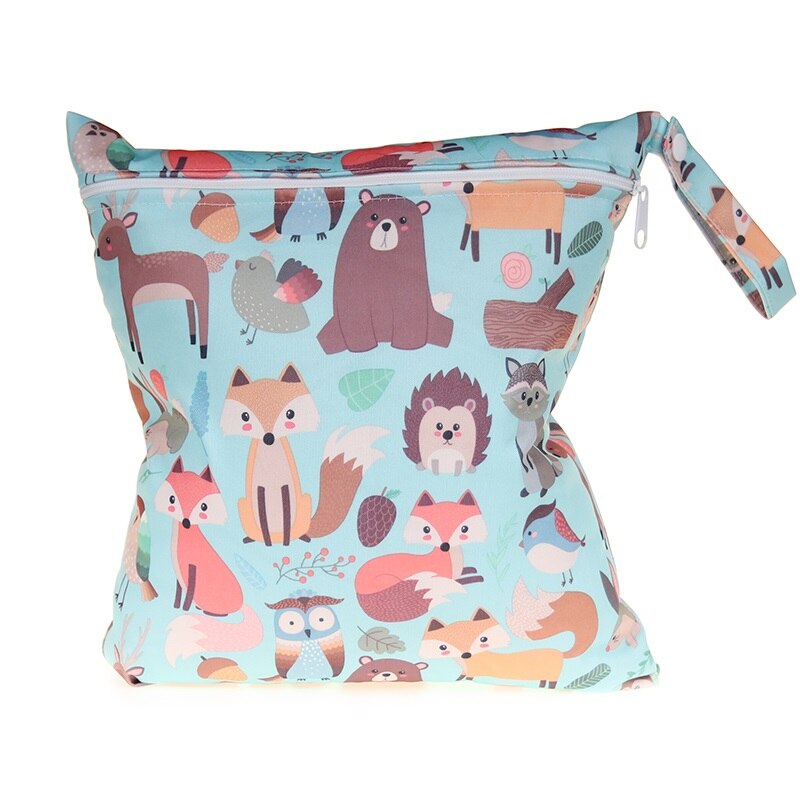 15 Kleuren Waterdichte Natte Zakken Digitale Print Luiertas Kan Wassen Urine Bag Mooie Animal Patroon Single Rits Luiertas