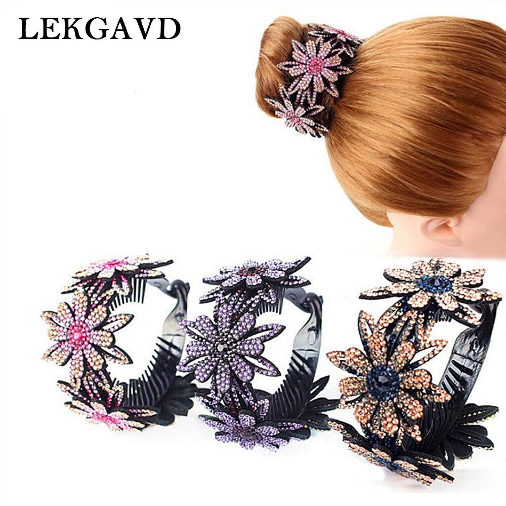 Koreaanse Rhinestone Haar Broodje Maker Klauwen Kooi Vrouwen Crystal Hair Clips Haarspelden Paardenstaart Houder Hoofddeksels Haar Accessoires
