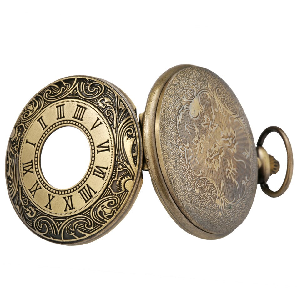 Romertal bronze quartz lommeur klassiske arabiske tal display halskæde ur antik vedhæng ur mænd kvinder børn