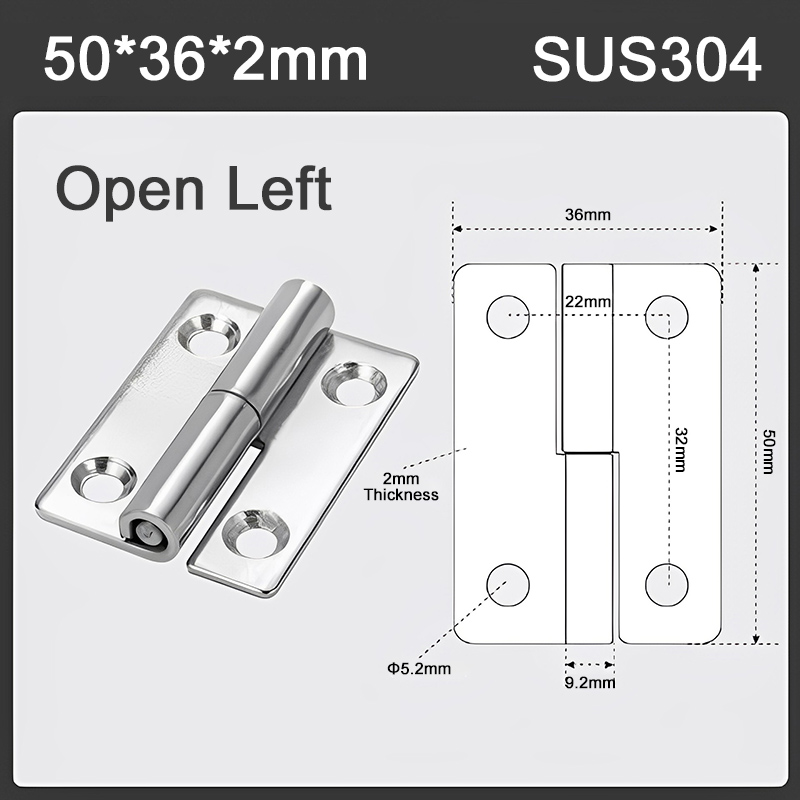 Bisagra desmontable de acero inoxidable 304, bisagra de puerta extraíble para armario, herrajes para muebles: Plata