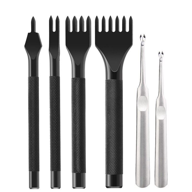 LMDZ Leather Craft Tools Set Hole Punch Leather Edge Beveler Skiving Cutting Knife Slotter Leather Cutting Suit for Leather Work: Type3