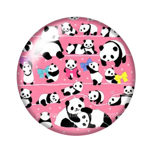 Lovely Panda 18mm snap buttons 10pcs mixed round photo glass cabochon style for snap button jewelry: DB1097-05