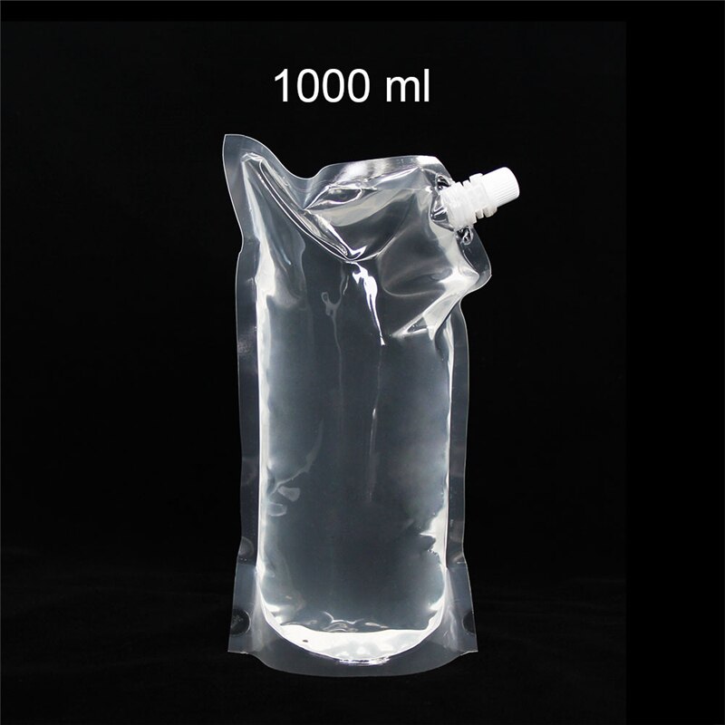 1pcs Plastic Spout Pouch Juice Stand-up Wine Milk Coffee Liquid Beverage Flask BPA Free Food Materials Storage Bags With Funnel: 1000ml