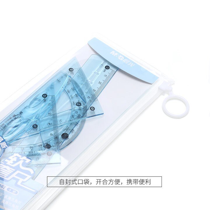 M&amp;G Soft Flexible Geometry Ruler Set Maths Drawing compass stationery Rulers Protractor mathematical compasses for School AR0467