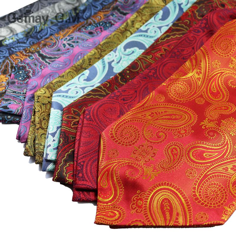Män vintage prickigt bröllop formell kravat ascot scrunch själv brittisk stil gentleman siden hals slips lyx