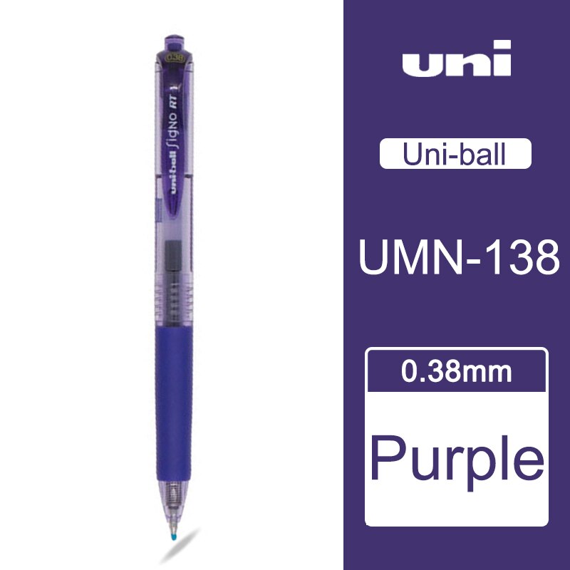 1 Piece Mitsubishi Uni-ball Signo RT retractable gel pen pena warna gel Pen Ultra Fine UMN-138 made in Japan: Purple