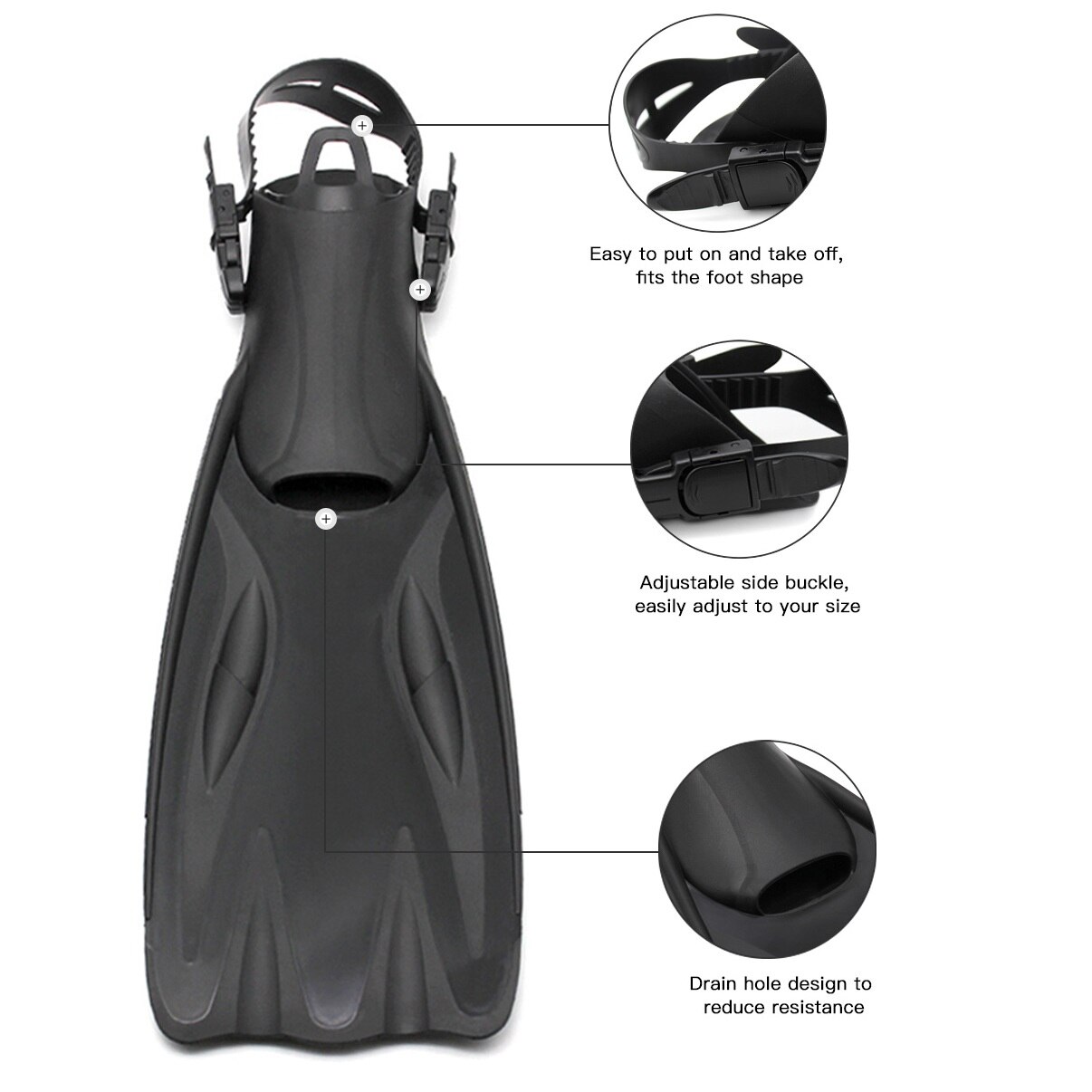 Diving Fins Mid-length Adult Fins Adjustable Shoes Free Diving Swimming Fins Deep Diving Snorkeling Equipment -40