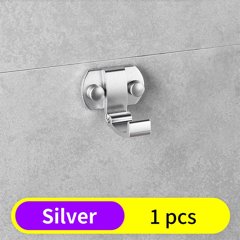 Robe Hook Black Aluminum Bathroom Hooks for Towels Bag Key Rack Folding Coat Hooks Wall Mounted Decorative Clothes Hook Hanger: Silver-1 pcs