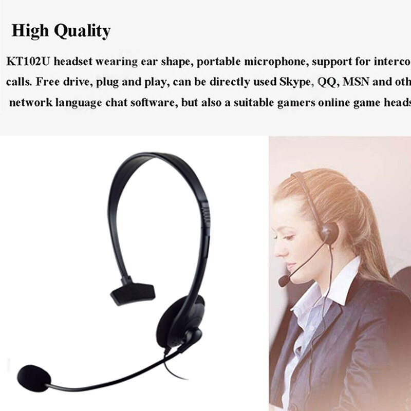 Headband Earphone With Flexible Microphone USB Cable Wired Noise Reduction Computer Headset For Laptop PC Computer Call Center