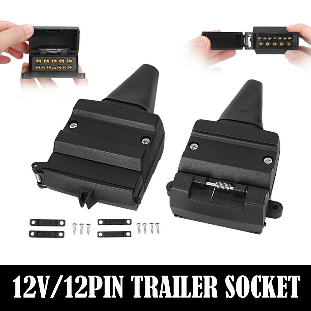 2Pcs 12 Pin Platte Trailer Socket Plug Set Connector Vrouwelijke &amp; Mannelijke Boot Caravan Camper Trailer Connector Adapter Socket plug