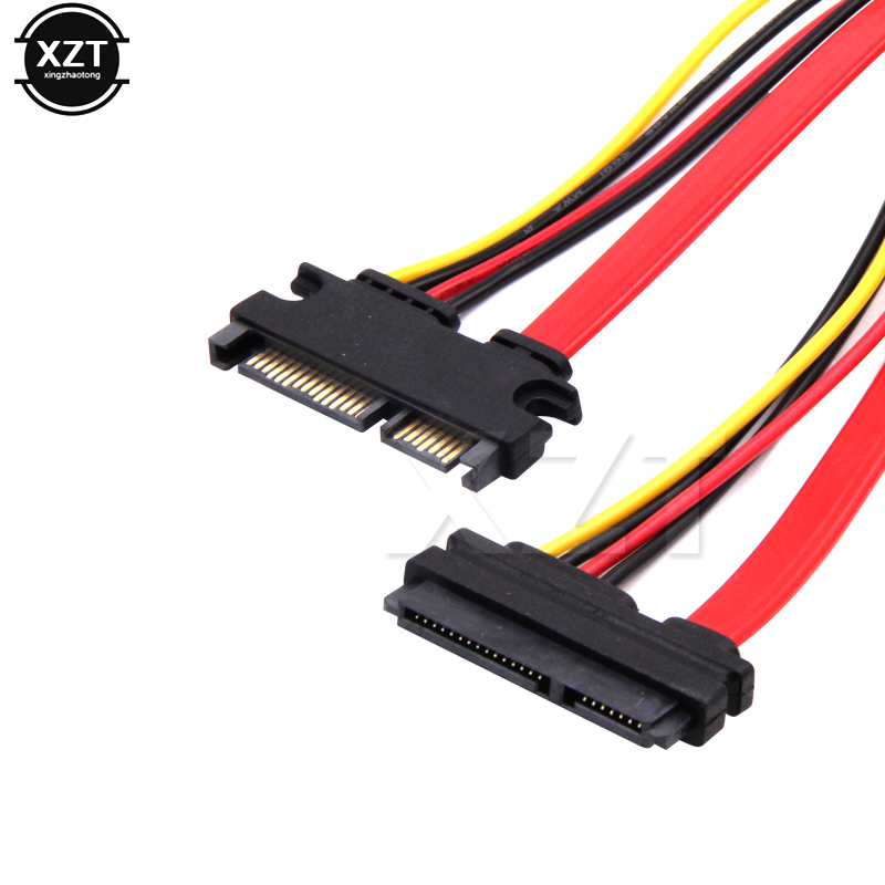 Newest 30cm 22Pin SATA Cable Male to Female 7+15 Pin Serial ATA SATA Data Power Combo Extension Cable Connector Conterver