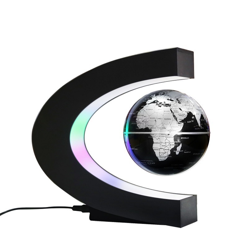 C form magnetisk levitation flydende globus kort verdenskort med led lys børn undervisningsudstyr hjemmekontor skrivebord dekoration