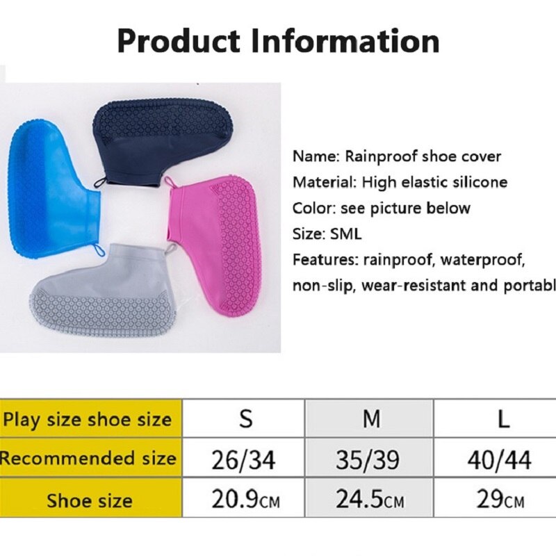 Waterproof Shoe Cover Boots Thick Silicone Material Unisex Shoes Protectors Rain Boots For Indoor Outdoor Rainy Days Reusable