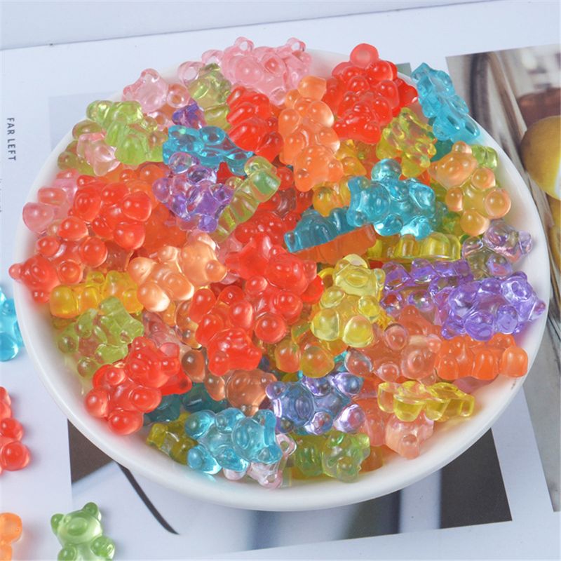 12Pcs Mini Bear Beads Rubber Soft Slime Charms Plasticine Slime Accessories Beads For Crystal Mud Fluffy Slime L9CD