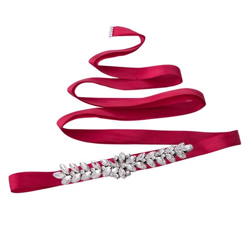 TRiXY S69 Hochzeit Gürtel Strass Gürtel Splitter Diamant Gürtel Braut Gürtel Hochzeit Kleid Zubehör Ehe Braut Braut Schärpen: Wein rot